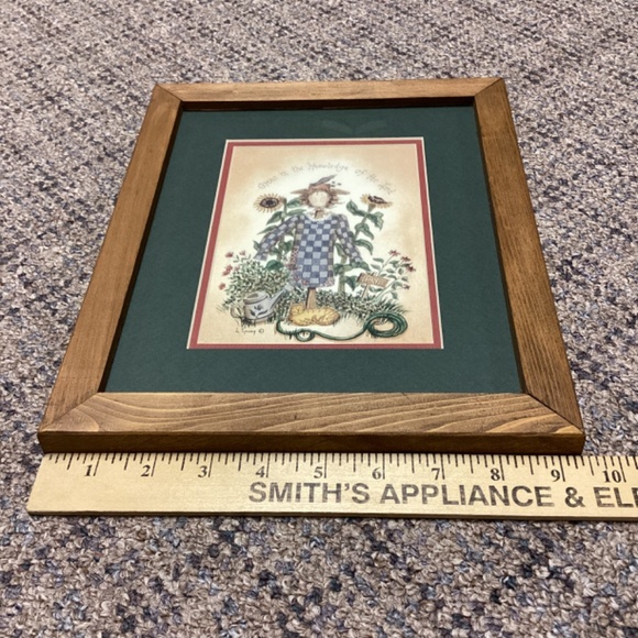 Framed Scarecrow Country Primitive Artwork Grown In The Knowledge of The Lord - Picture 4 of 7